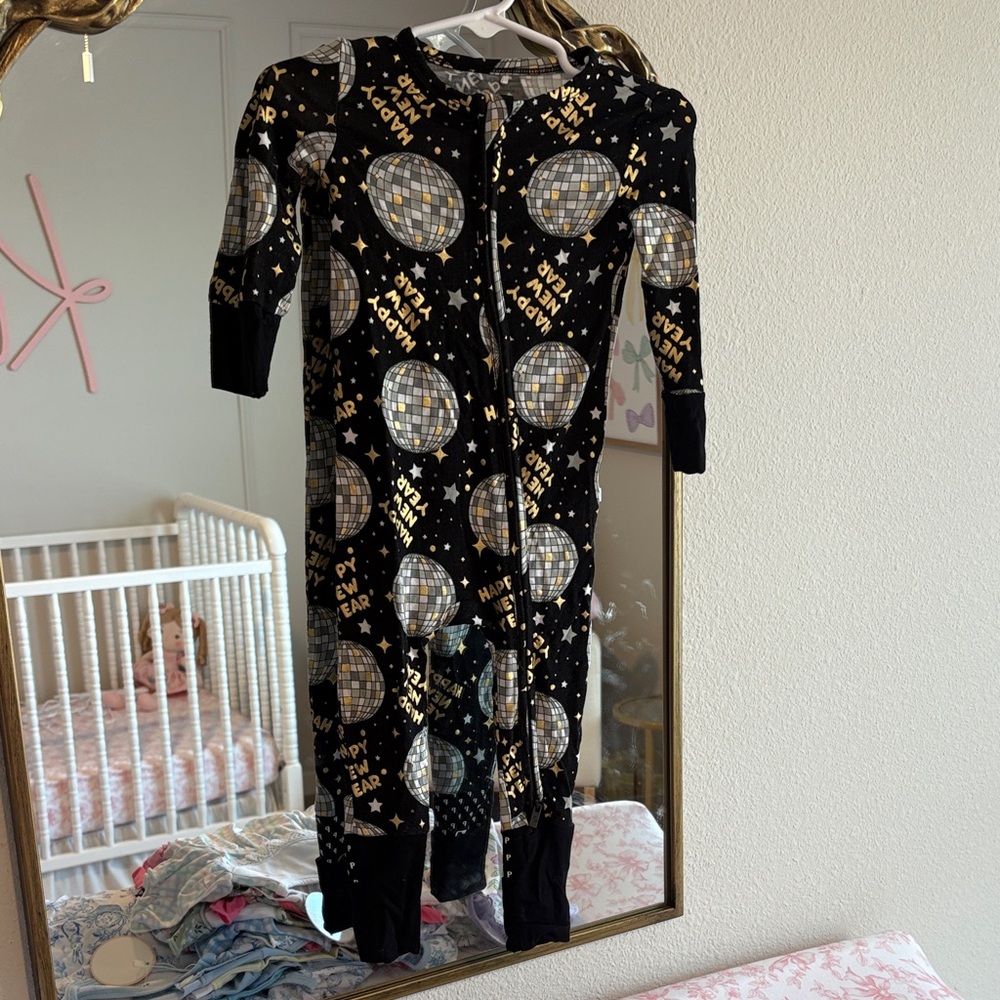 Posh Peanut Black and Gold Disco Ball Infant Convertible Double Zipper Bamboo